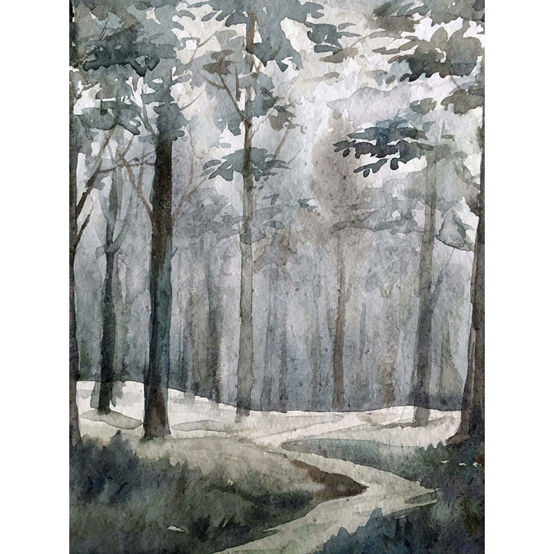 Montagne, forêt dense | Aquarelle sur papier fait à la main | Par Samiran Sarkar