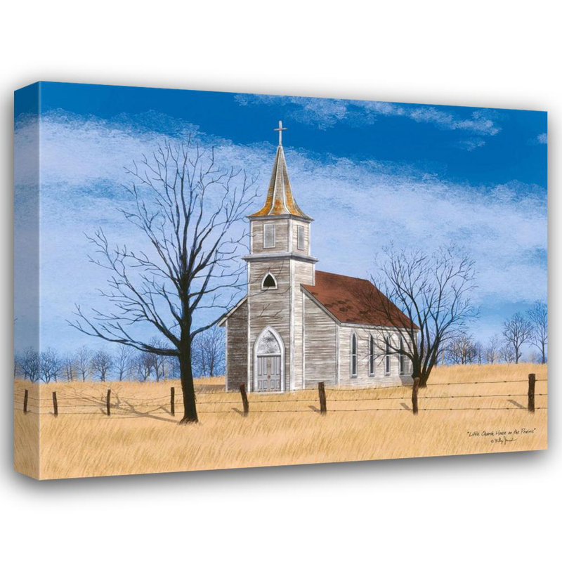 Petite Église dans la prairie, H 28 po x l 36 po