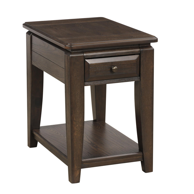 Mahogany Traditional Chairside Table W/ Storage