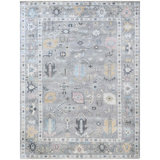 Wool Oriental Area Rug in Light Grey