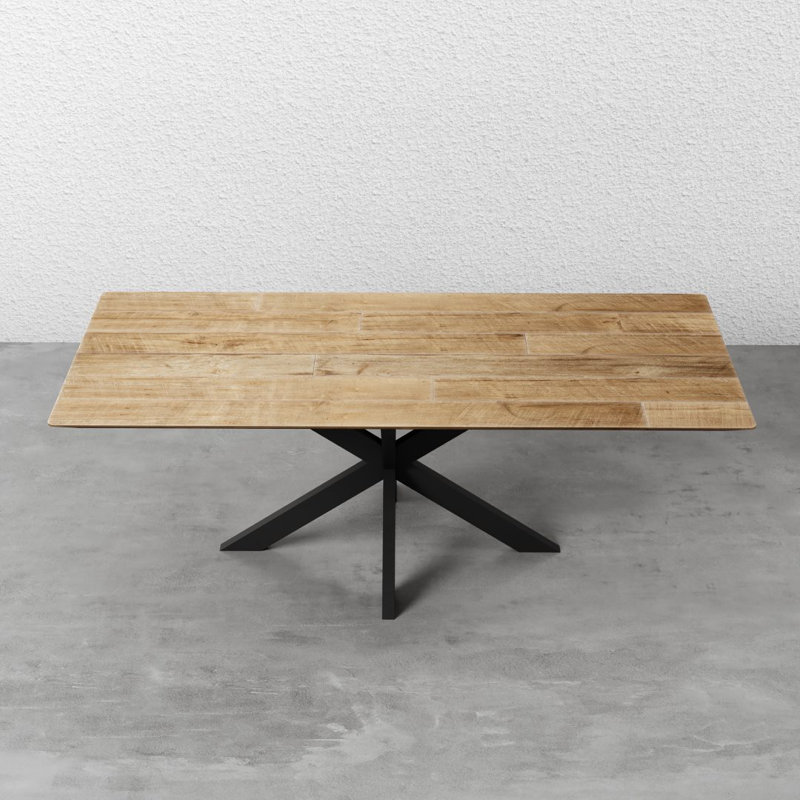 Kolju Teak Solid Wood Top Metal Base Dining Table, 40" W x 102" L
