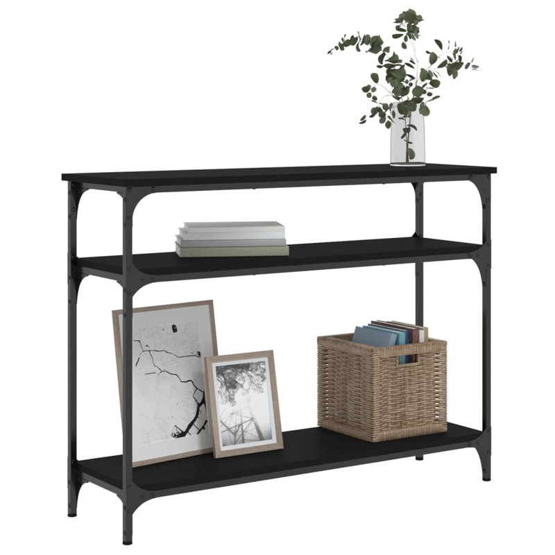 Console Table Engineered Wood And Metal, Black, 29.5" H x 39.4" W x 11.4" D