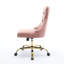 Chaise de bureau rose moderne avec boutons rembourrés en velours, base en métal doré électrolytique, fonction pivotante, coussin à rebond élevé, fonction de bureau réglable à boutons tirés à la main, luxe triple élastique-79729573