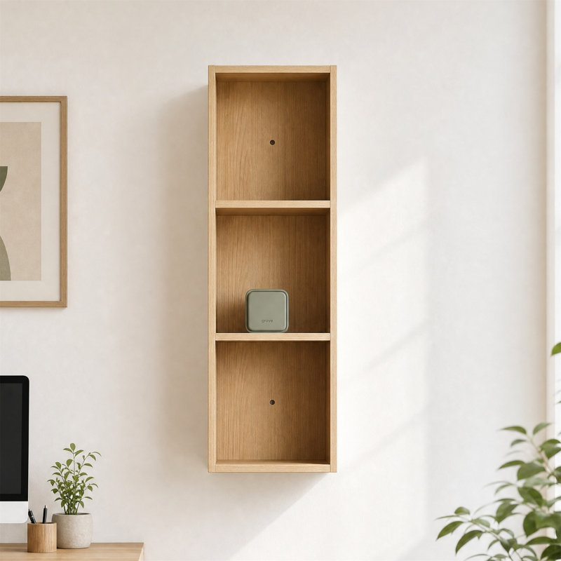 12" Wall Mounted 3-Tier Bathroom Cabinet, Space-Saving Wall Rack, Natural
