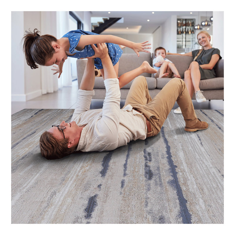 Collection Ivory/ Striped Non-Shedding Living Room Bedroom Dining Home Office Stylish and Stain Resistant Area Rug