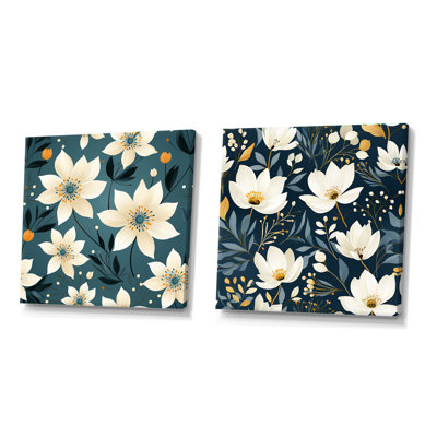 Erine - Ensemble de 2 collages carrés floraux