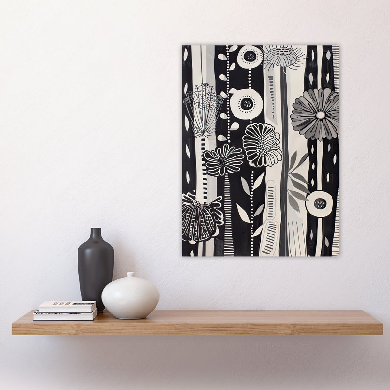Striped Wildflowers Artwork Floral Wall Art Print