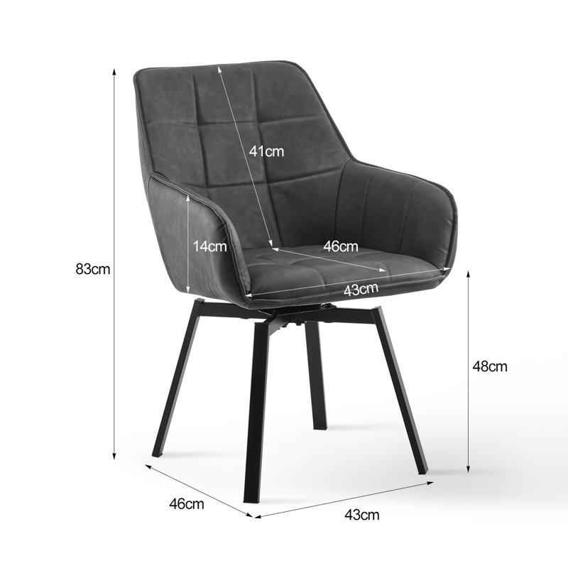 Byun 48cm H Upholstered Metal Armchair, Grey