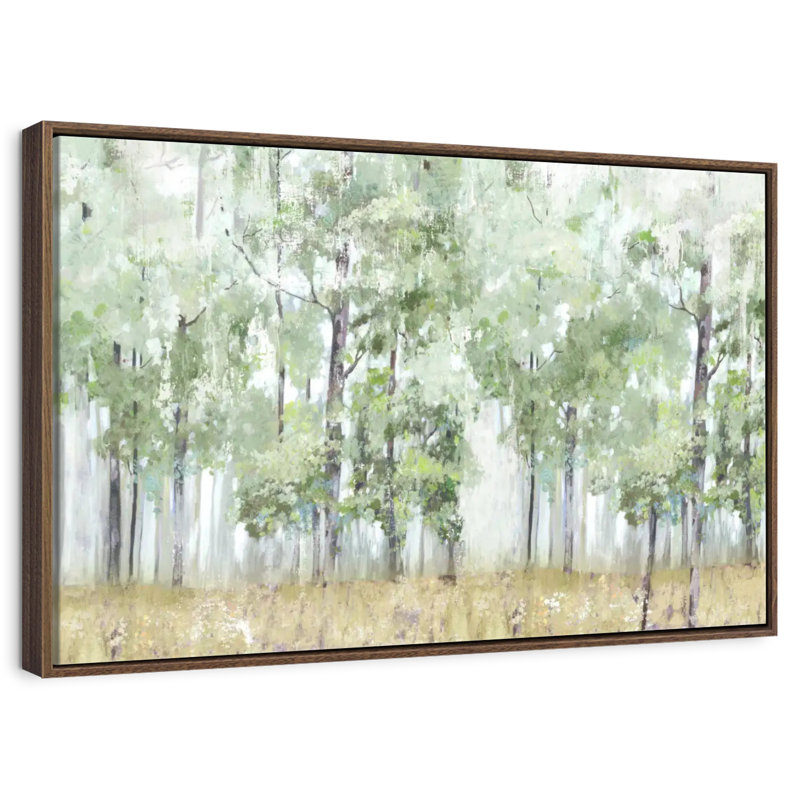 Into The Forest Light, 46 po x 31 po, Cadre flottant noyer