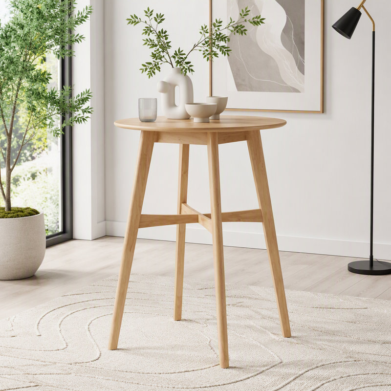 Table de bar de style Mid-Century moderne avec huit pieds en bois d'hévéa, Chêne