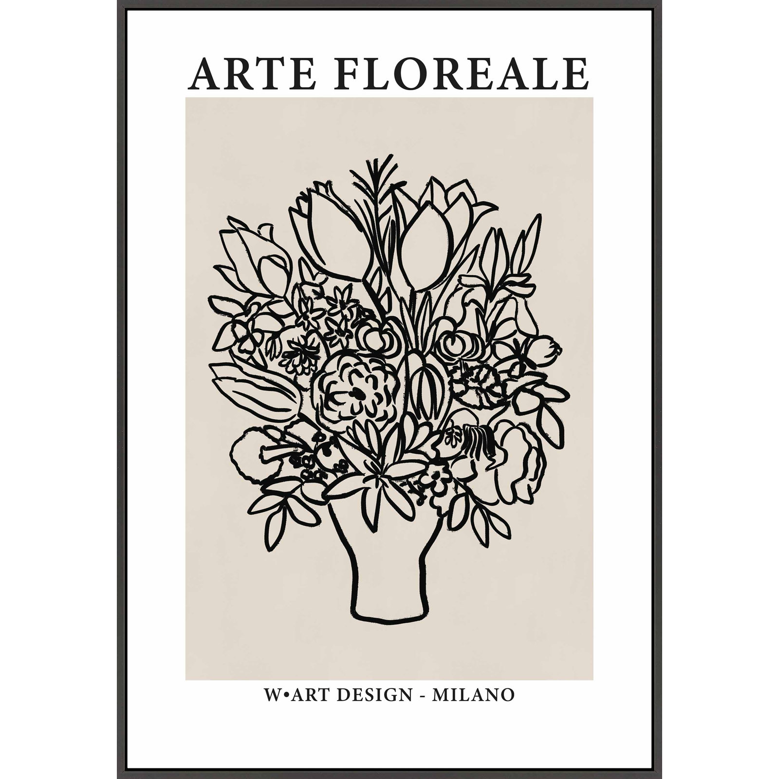Arte Floreale 1 by Romina Gadler, Black Canvas Framed, 50" H x 35" W