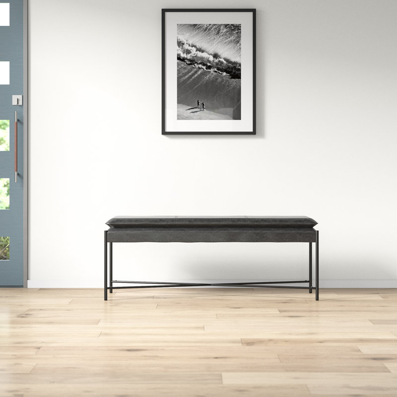 Banc en cuir végétalien Braylon, Gris