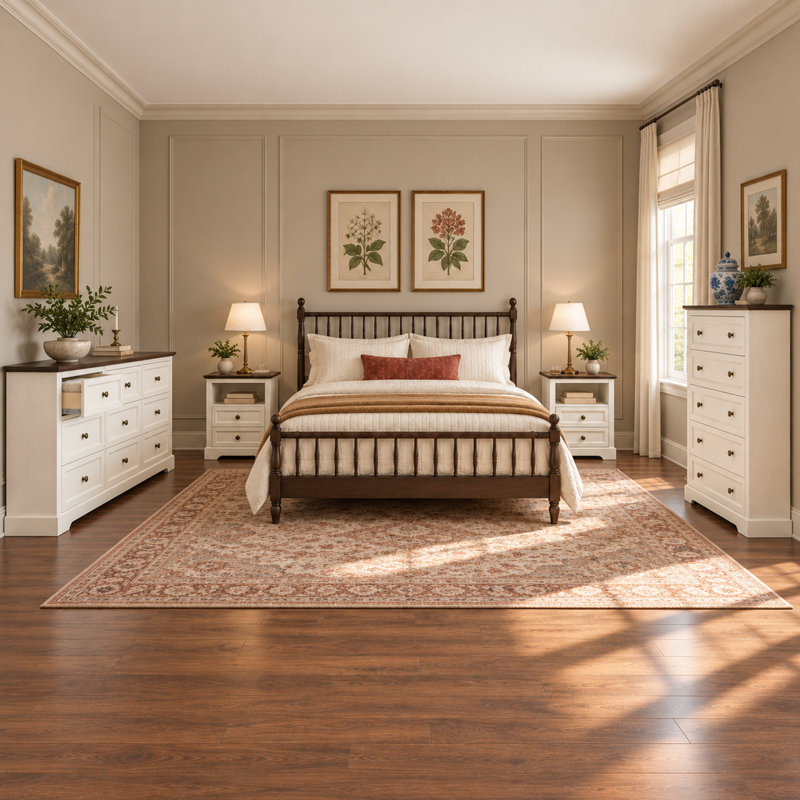 Ensemble de chambre à coucher, ensemble de mobilier de chambre à coucher 4 pièces, commode à tiroirs et table de chevet, blanc