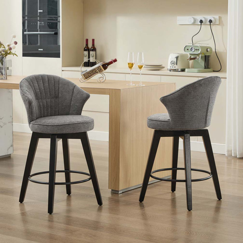 Tabouret de bar en chenille, Gris foncé