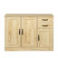 Buffet 43,3 pouces en chêne avec 2 portes et tiroirs - Buffet de rangement moderne pour la salle à manger d'entrée