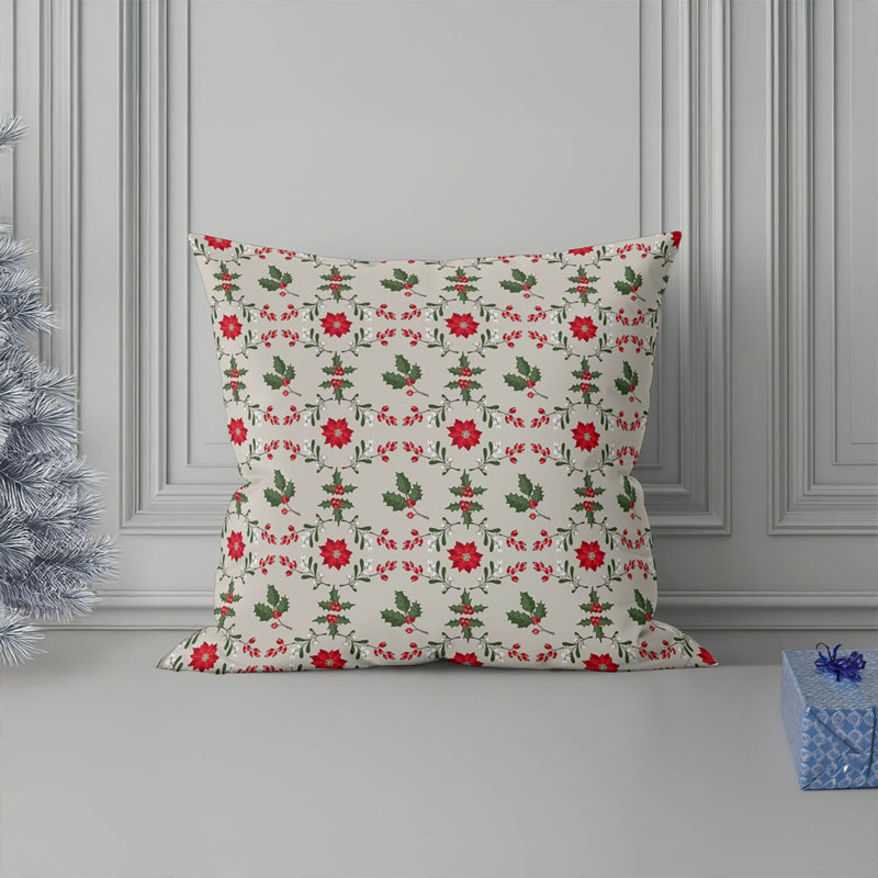 Coussin Botanical Poinsettia, Carré 20 po, Ivoire ivoire