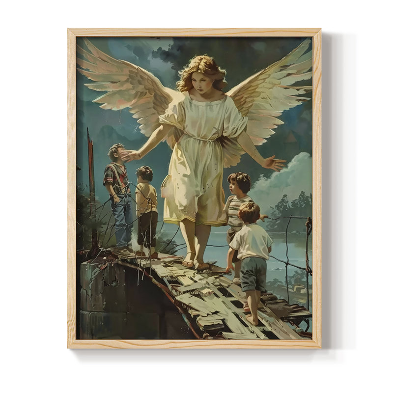 Religious Series CDXLI, reproduction d'art encadrée - bois massif, Naturel, H 30 po x l 24 po