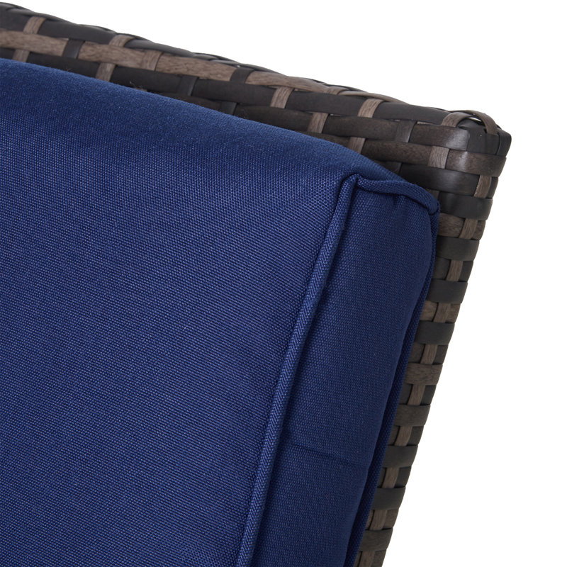 Chaise de patio avec coussins, Structure grise / coussin bleu foncé