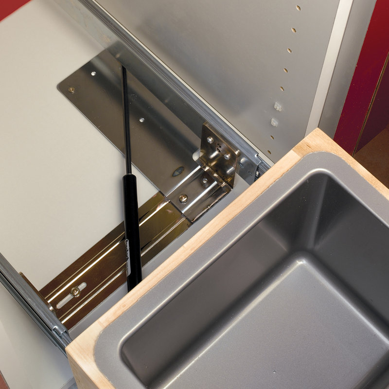 Double 35 Quart Silver Pull-Out Trash Can with Maple Base