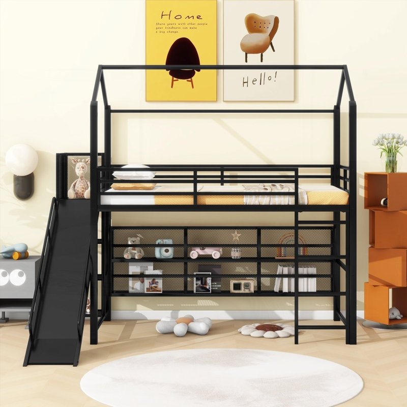 Lit mezzanine simple en métal sans sommier nécessaire Tablettes en fer