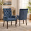 Chaise rembourrée capitonnée avec accoudoirs en chenille et pieds en bois massif, bleu-2093903151