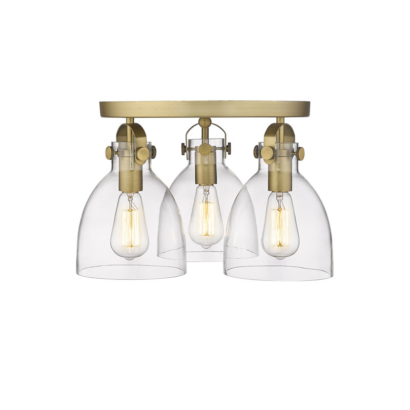 Plafonnier encastré 3 lumières Smeltertown, Laiton brossé, Transparent
