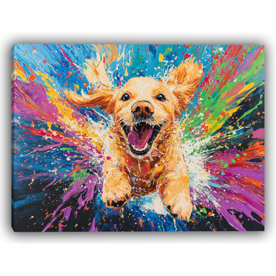 Color Dive - Splashing Pup in Rainbow, art mural