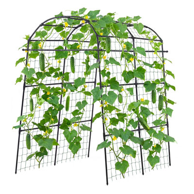 Cucumber Trellis, U-Shape Garden Trellises for Raised Bed, Metal Arch Plant Support for Vine, Climbing Plants Outdoor, Peas, Beans, Zucchini, Tomato, Squash, Flower (70.87 x 44.09 x 82.99 in)