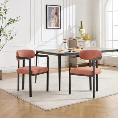 Ensemble de 2 chaises de salle à manger modernes rembourrées avec pieds en métal noir Boucle