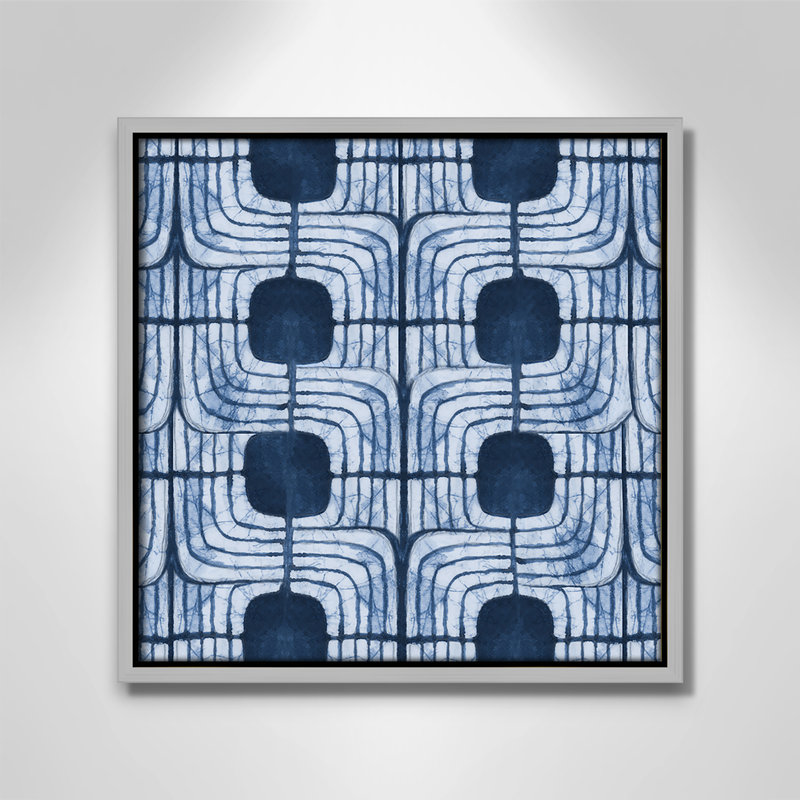 «Blu Batik II» par Emma Peal, Argent, H 13,5 po x l 13,5 po