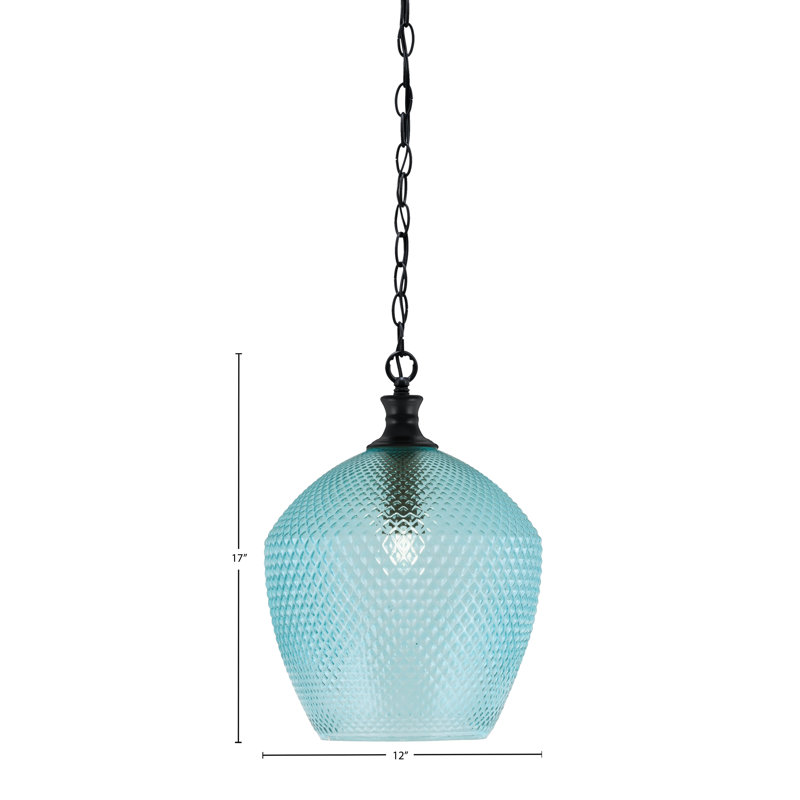 Luminaire suspendu simple à 1 lumière Quapaw, Noir mat