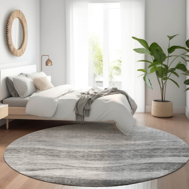 Tapis intérieur / extérieur gris Louisa , 8 pi x 8 pi
