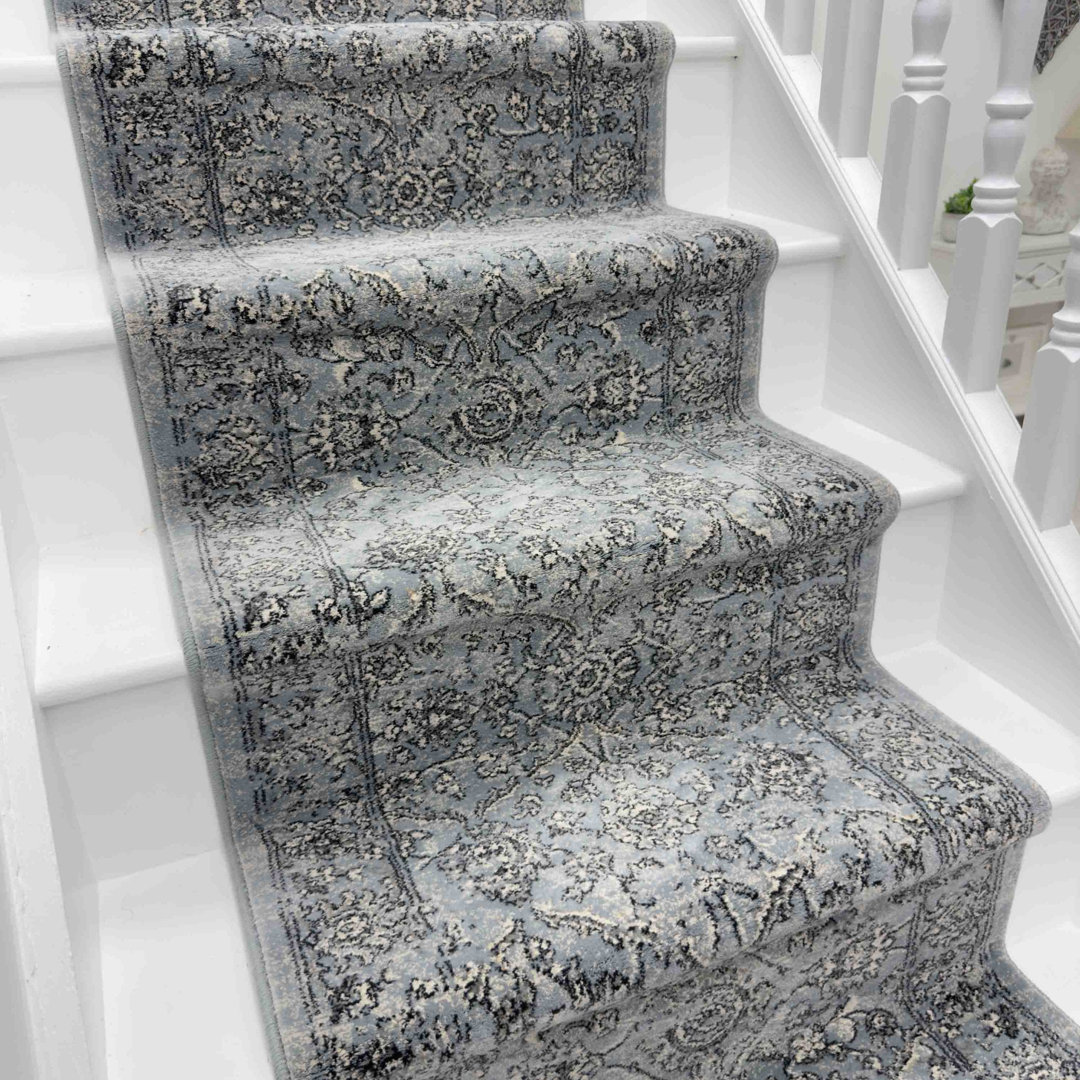 Ancient Garden Steel Blue / Cream Stair Runner – Soft & Durable Carpet Runner for Stairs & Staircases, Multiple Lengths