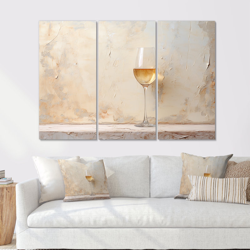 Minimalisme vin champagne - ensemble d'art mural vin et champagne, H 28 po x l 36 po