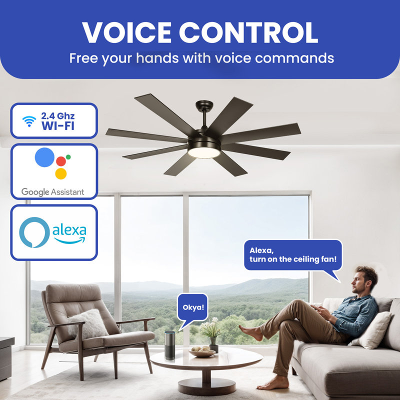 Ventilateur de plafond 60 po avec lumières DEL Rebeka