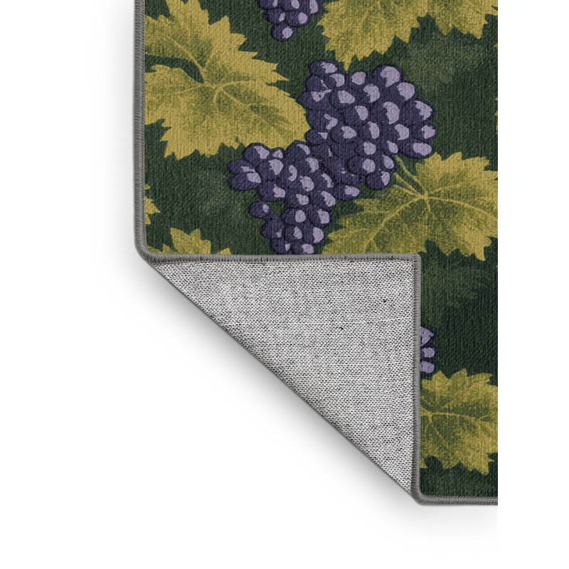 Washable Grape Clusters Farm Area Rug, Square 7'
