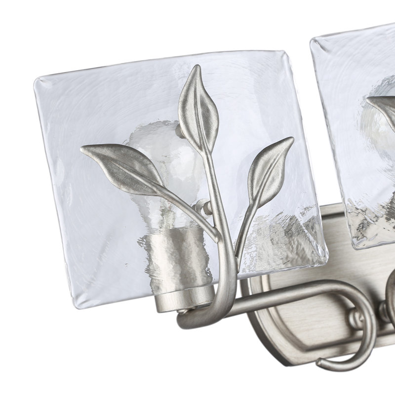 Wykeria 3-Light Vanity Light with Hammered Water Glass, Peruvian Silver