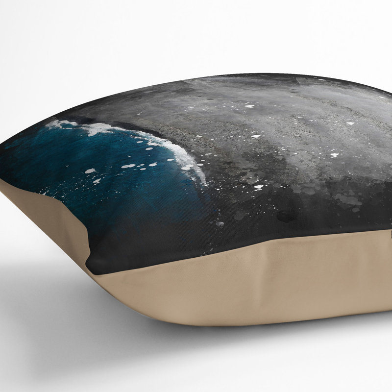 The Sand Beach in Vik Iceland Paint Splash Cushion with Filling, Stone, 55cm H x 55cm W x 20cm D