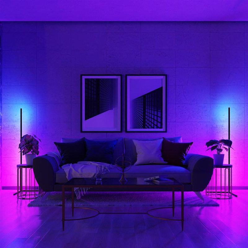 Horvatt 55'' LED Torchiere Minimalism 55" LED Corner Floor Lamp, Black