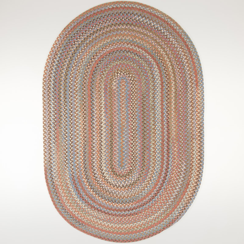 Tapis brun en laine tressé à la main Ekstrom, Ovale 5 pi x 8 pi