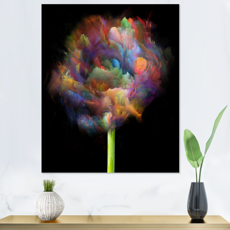 «Blooming Multicolor Fractal Flower», art mural moderne sur toile, H 40 po x l 30 po x P 1,5 po, Toile tendue