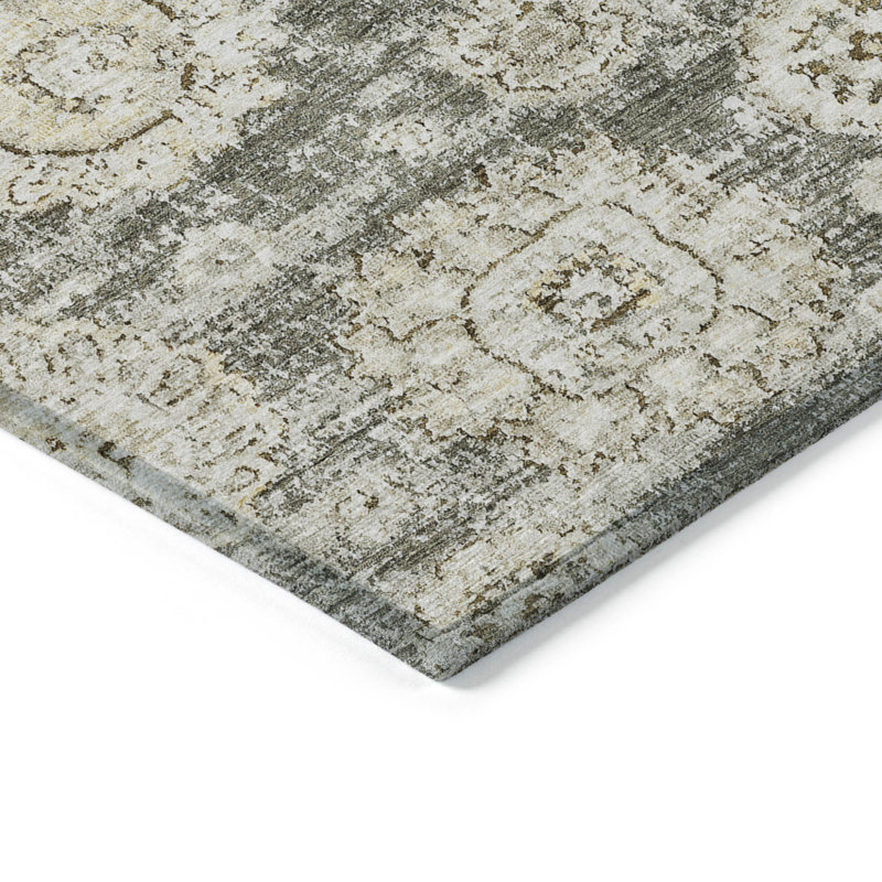 Tapis d'intérieur lavable floral beige 5 pi x 8 pi