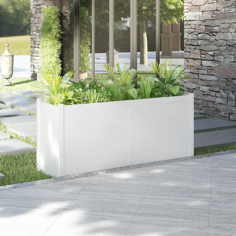 Boîte à fleurs en bois pour l'extérieur, H 27,6 po x l 59,1 po x P 19,7 po, Blanc
