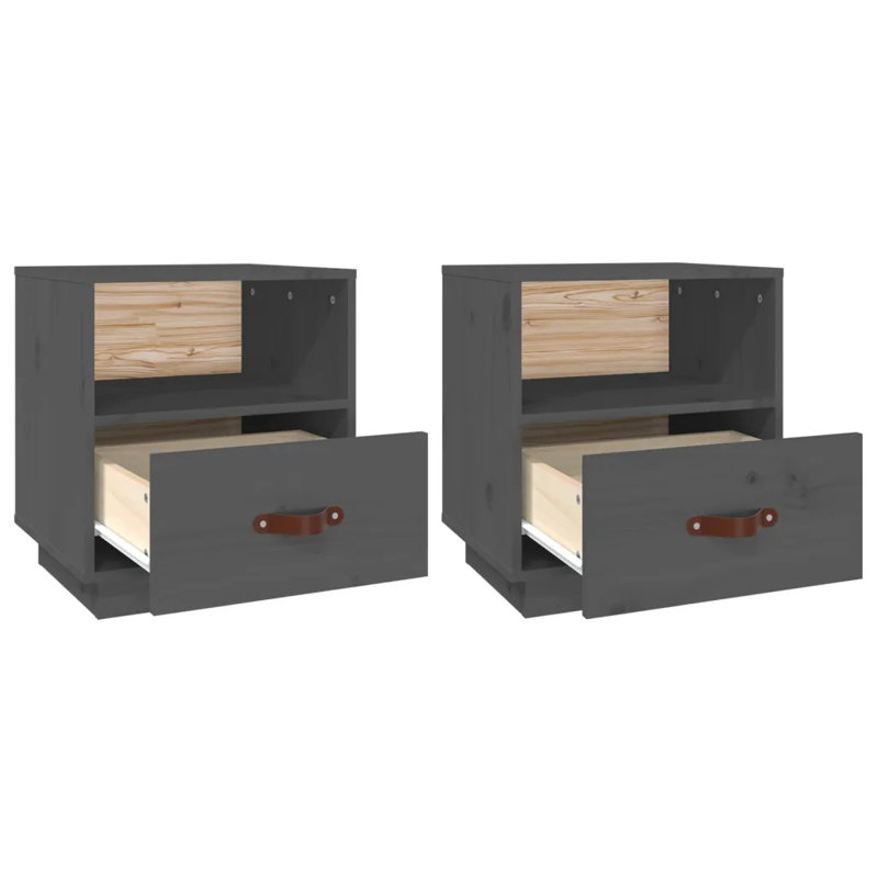 Union Rustic Bedside Cabinets 2 Pcs 40X34x45 Cm Solid Wood Pine, Grey, 2