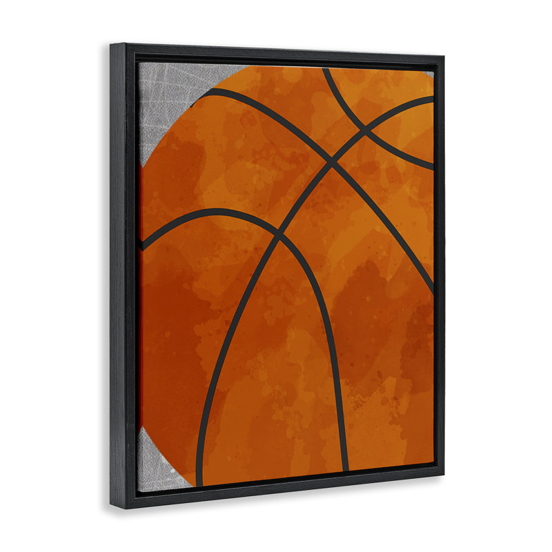 Cadre flottant de basketball rebondissant amusant, design par Christine Simpson Art, Cadre flottant noir de jais