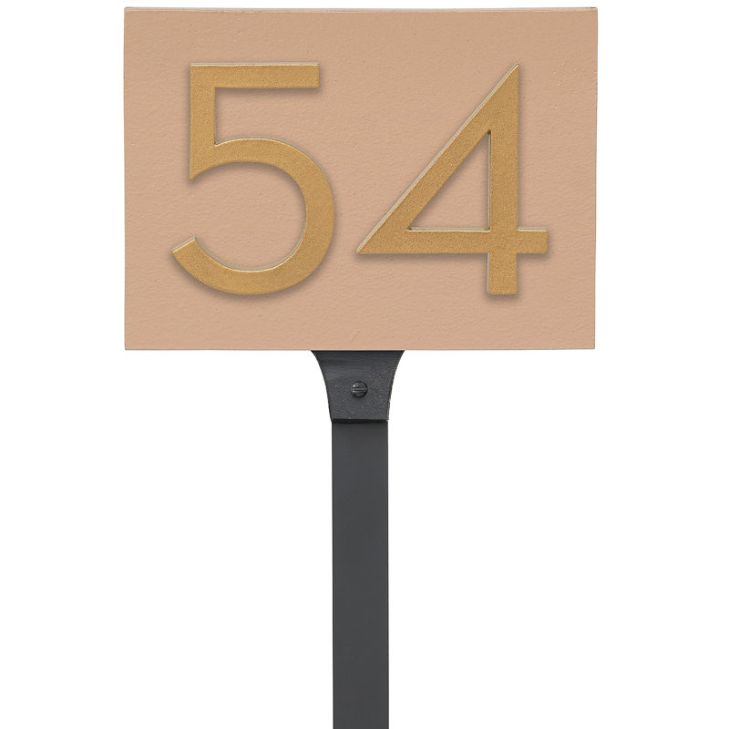 Panneau d'adresse flottant sur la pelouse sur 1 ligne, Or, Taupe, Oui