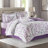 Lafael Purple/White Reversible 9-Piece Full Comforter Set with 100% Cotton Bed Sheets-655732853