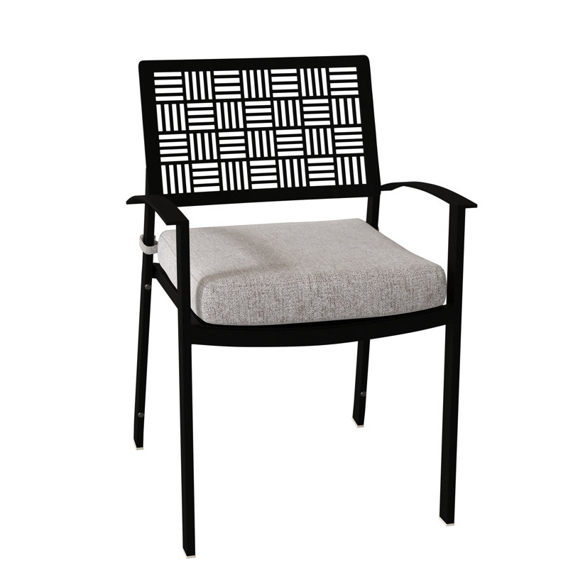 New Century Outdoor Dining Armchair, Textured Black, Spectrum Denim Sunbrella® Plainweave