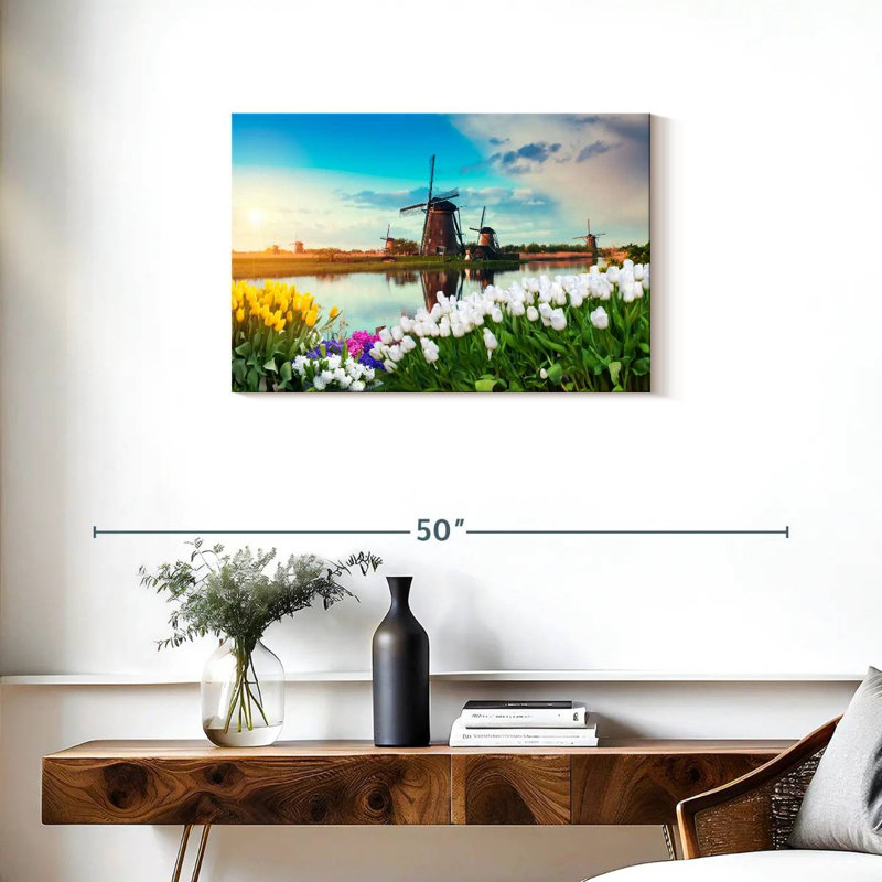 Kavia Scenic Windmills And Tulips, 20" H x 30" W