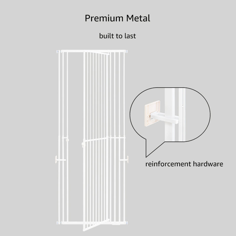 Iron Pressure Mounted Pet Gate, White